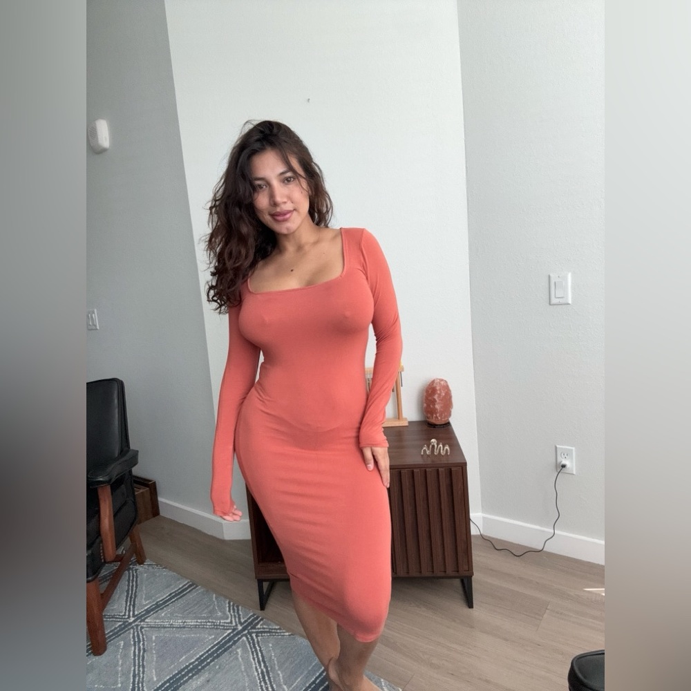 Modal Orange Long Sleeve Dress